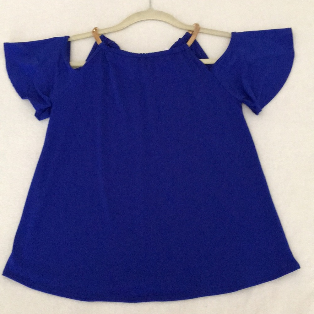 A'GACI Small open shoulder top shirt royal blue